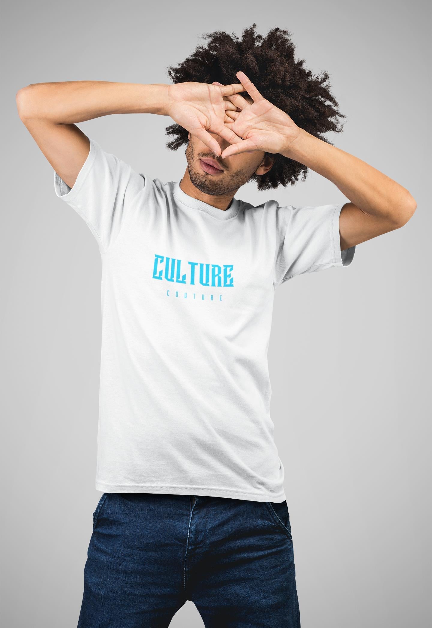 CC Aqua Blue Double-Sided/T-Shirt/White