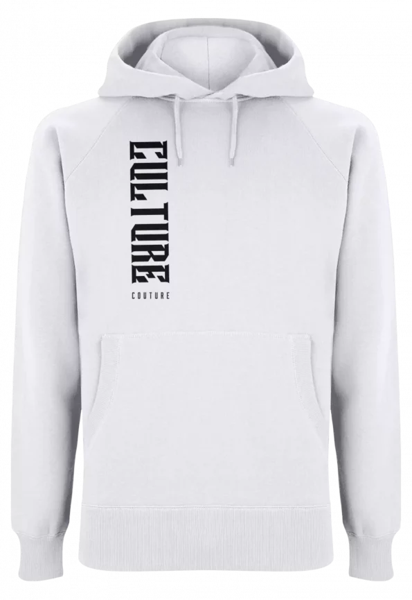 Culture Couture Vertical Text Hoodie/White