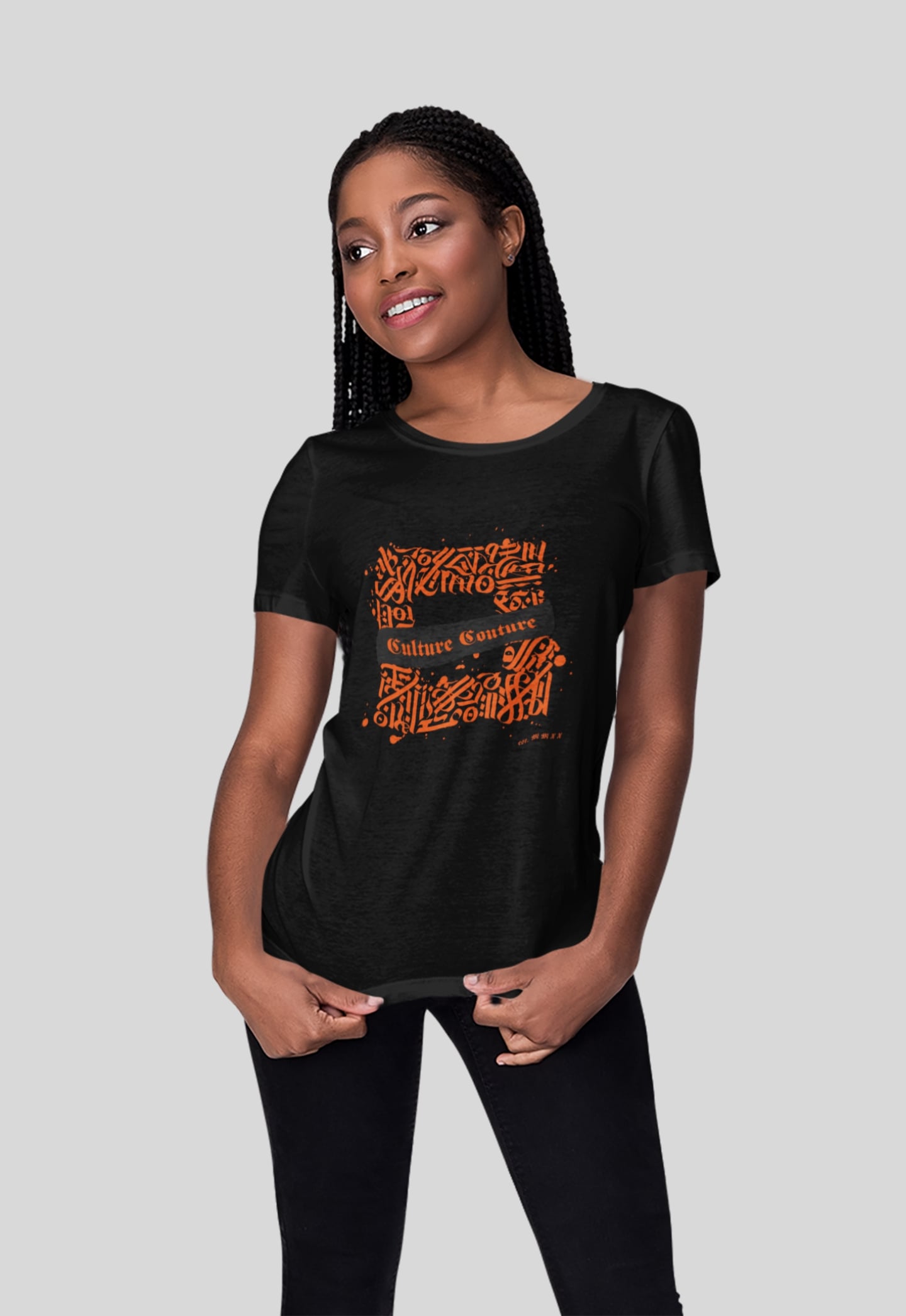 Orange Square T-Shirt/Black