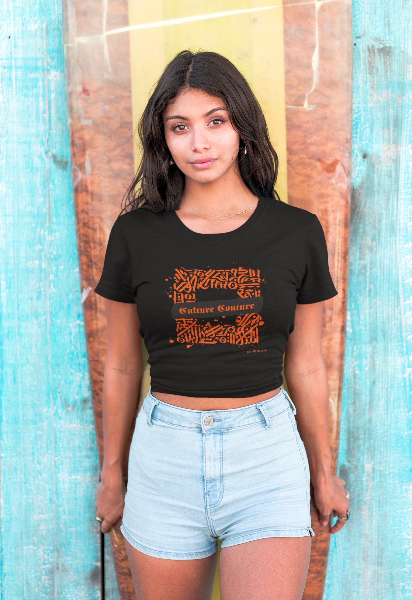 Orange Square T-Shirt/Black