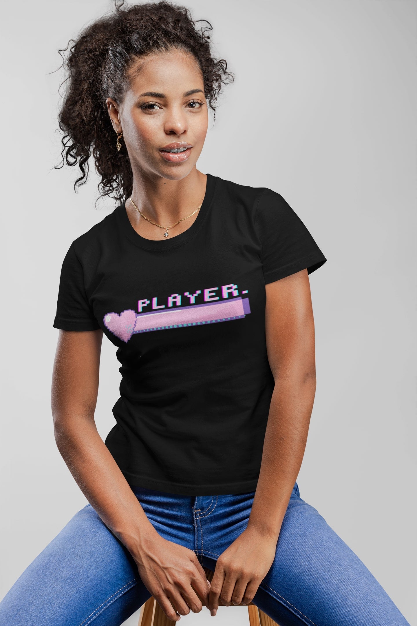 Player Gaming Double-Sided/T-Shirt/Black